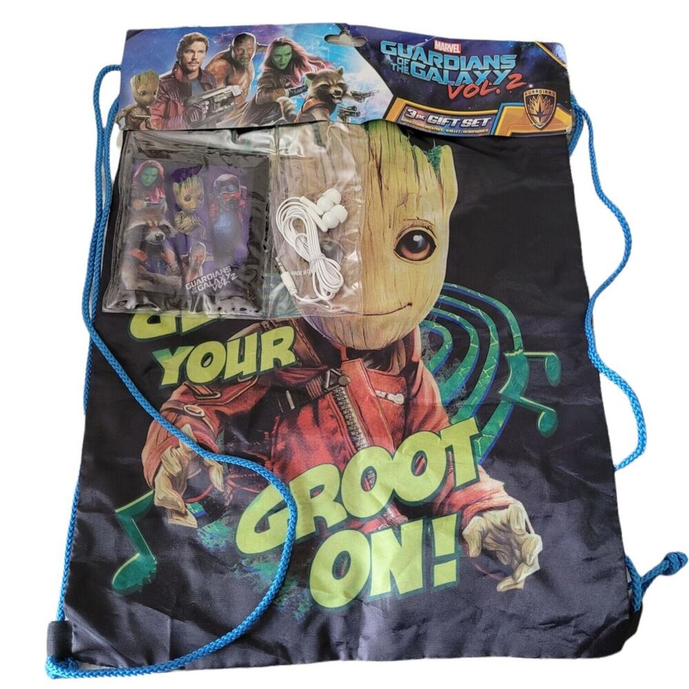 Guardians of the Galaxy Vol.2 Groot 3 PC Gift Set Drawstring Bag Wallet Earbuds